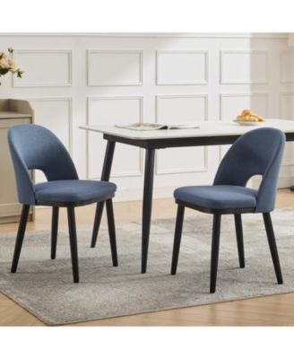 Wooden Dining Chairs Set of 6, Modern Fabric Upholstered Dining Room Chair, Large Dining Room Kitchen Chairs with High Back & Deep Seat