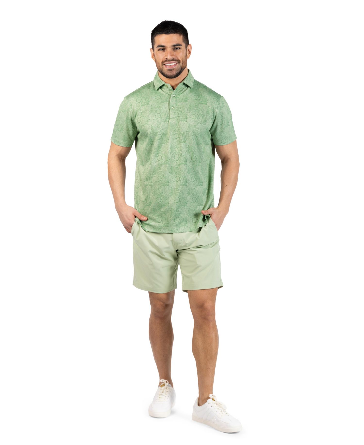Men's Distressed Floral Modal Polo