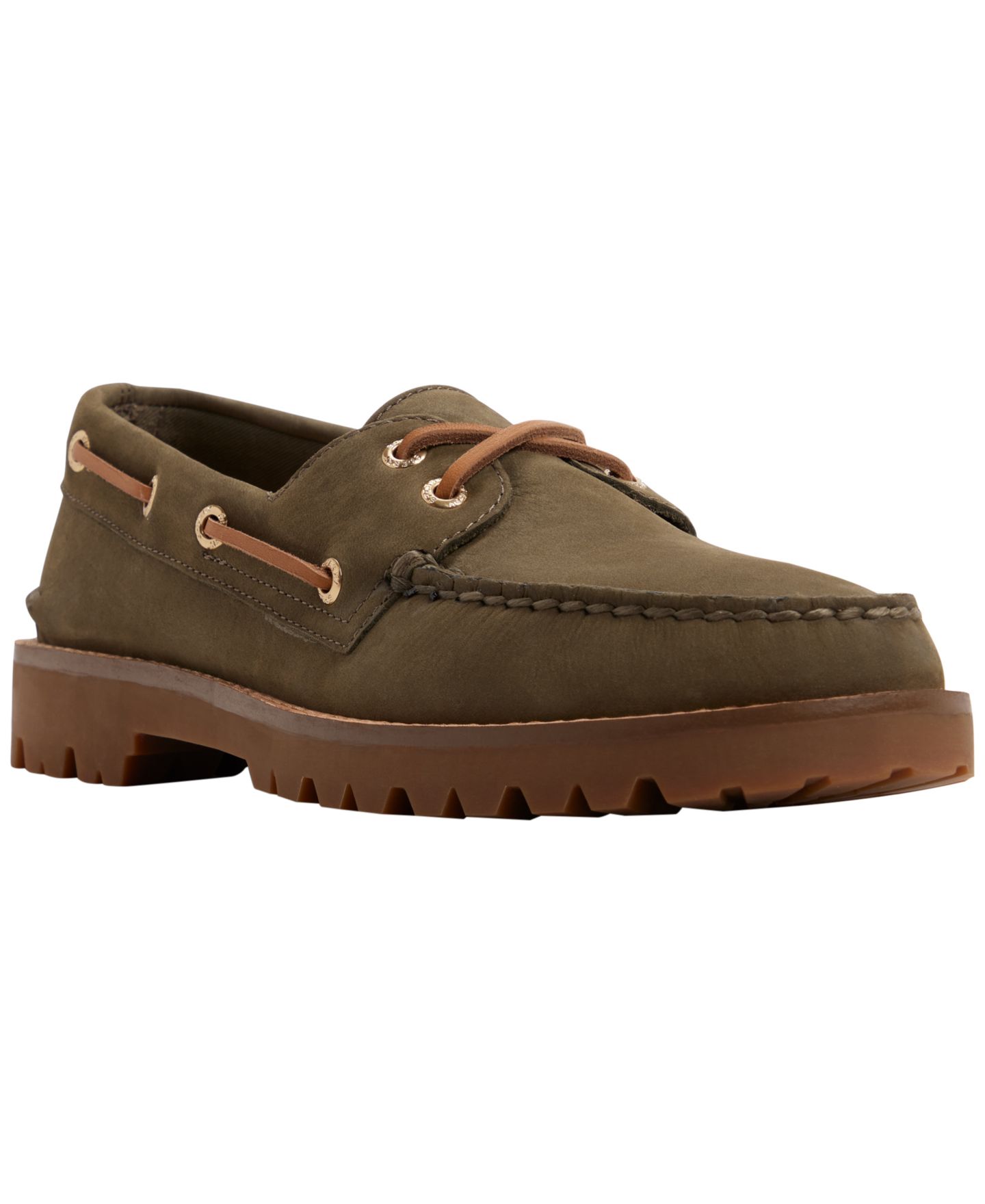 Обувь Sperry Men's 2-Eye Lug Lace-Up Boat Shoes, цвет: Оливковый — фото 1