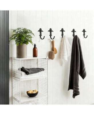 5 Pack Heavy Duty Zinc Alloy Wall Hooks for Hanging Clothes, Towels, and More