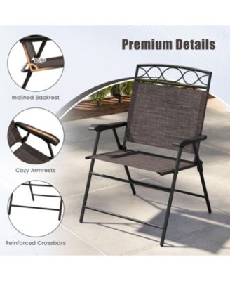 4 Pack Patio Folding Chairs Outdoor Dining Chairs w/ Backrests & Armrests