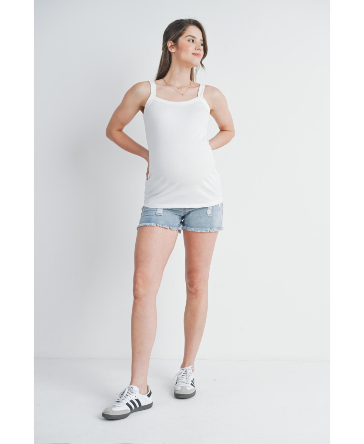 Hello Miz Maternity Ribbed Square Neck Sleeveless Tank Top