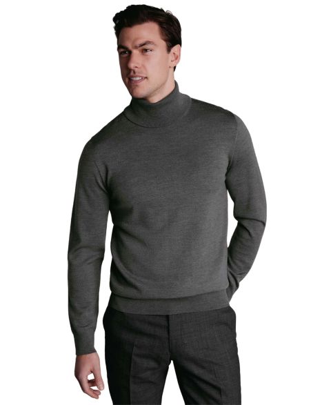 Мужской свитер Charles Tyrwhitt Regular-Fit Turtleneck, цвет: Серый