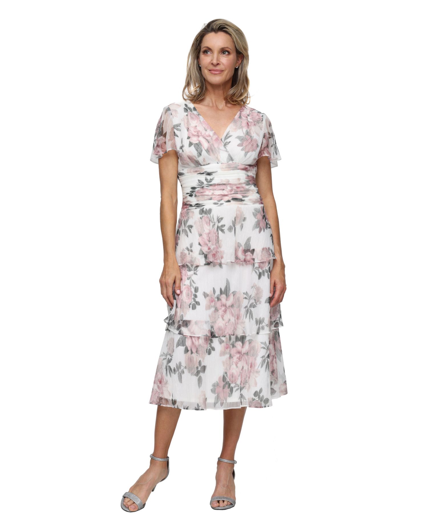 Women's Printed Tea-Length Midi Dress