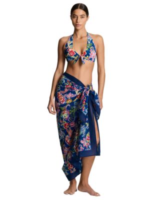 Women's Printed Border Swim Pareo Cover-Up Skirt
