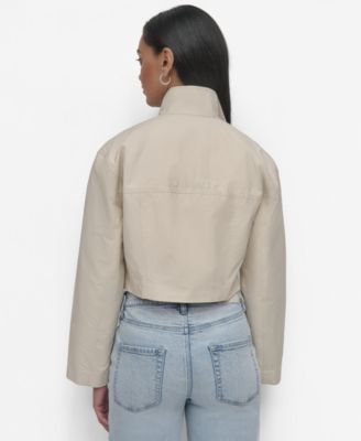 Women's Coated Water Resistant Cropped Utility Jacket