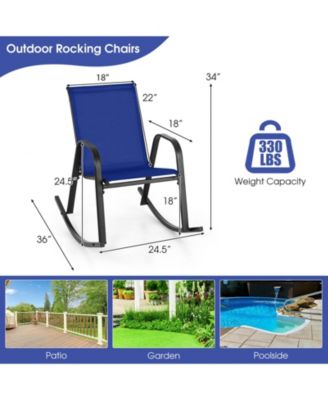 4 PCS Patio Rocking Chair Outdoor Ergonomic Rockers w/ Breathable Fabric Seat
