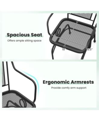 Patio Rocking Chairs Set of 4 w/ Metal Mesh Backrest & Seat Armrests