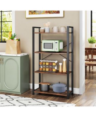 4-Tier Bookshelf with Heavy Duty Metal Frame Industrial Display Shelf
