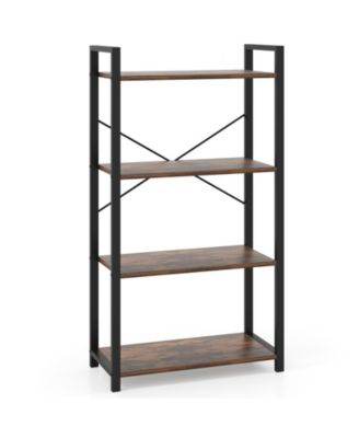 4-Tier Bookshelf with Heavy Duty Metal Frame Industrial Display Shelf