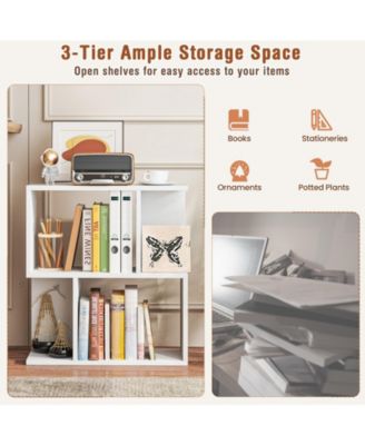 3-Tier Bookshelf with Display Shelf for Small Space