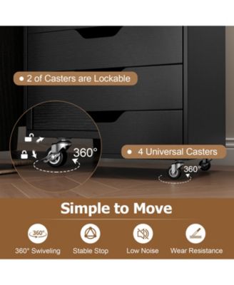 7-Drawer Chest Wooden Storage Dresser with Lockable Wheels