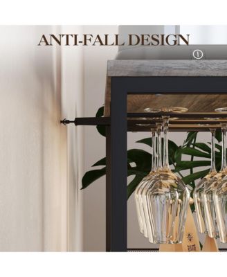 Wine Bar Rack Cabinet, Adjustable Shelves Coffee Bar Cabinet with Mesh Door and Baffle Design