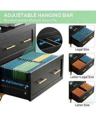 2-Drawer File Cabinet with Adjustable Rails, Modern Sleek Office Storage Cabinet with Metal Handle for Letter/Legal/A4 Size