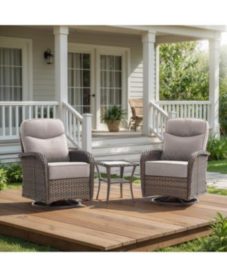 3 Piece Wicker Outdoor Swivel Glider Patio Chair Set