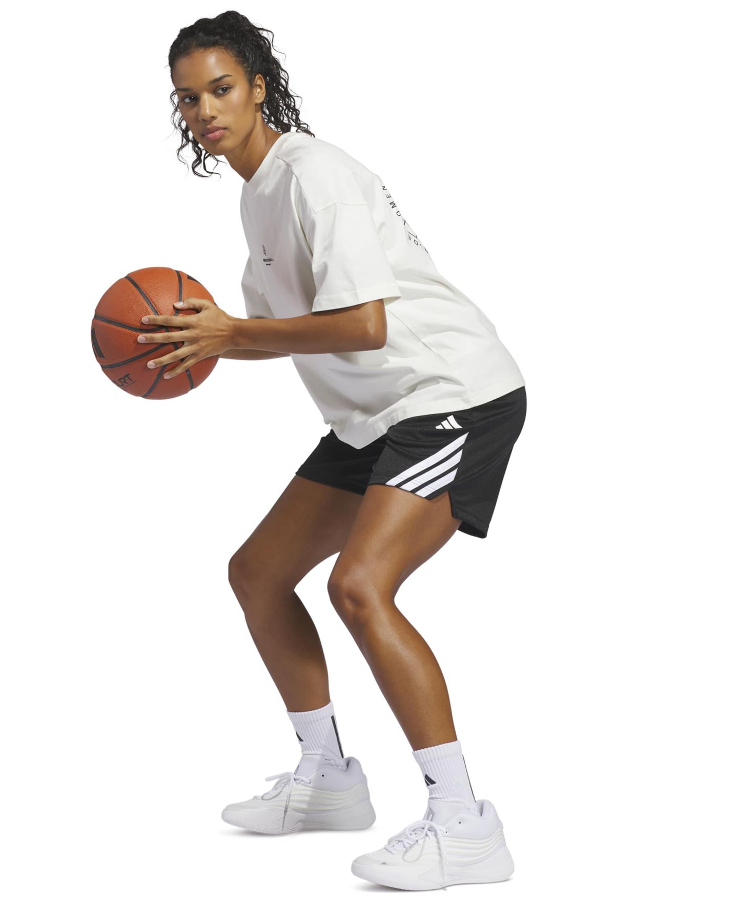 Женские шорты adidas 3-Stripe Basketball, цвет: Чёрный — фото 4