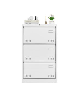 3 Drawer Lateral File Cabinet, Locking Metal File Cabinet, Wide Filing Organization Cabinet for Letter/Legal/F4/A4