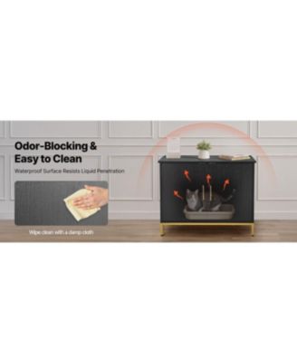27.6" Hidden Litter Box Cabinet with Metal Legs & Handle - Modern Cat Washroom End Table for Bedroom