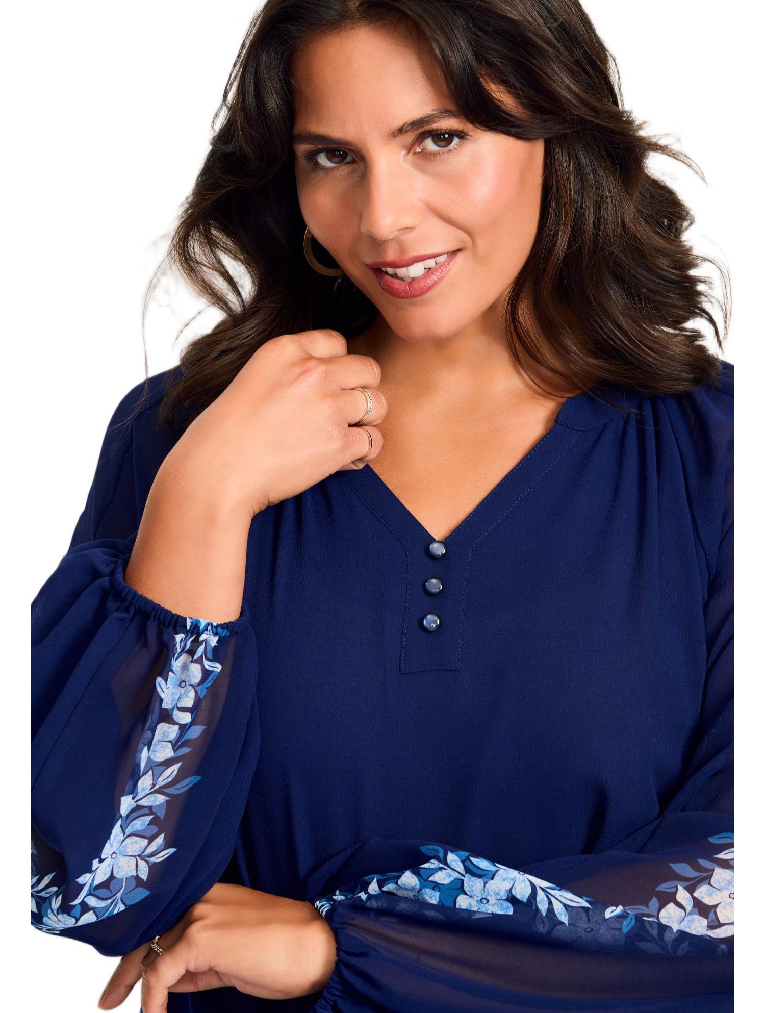 Women's Plus Size Double Layered Poet Blouse