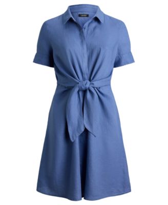 Plus Size Tie-Front Shirt Dress
