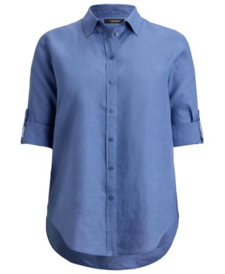 Plus Size Relaxed Fit Roll-Tab-Sleeve Shirt