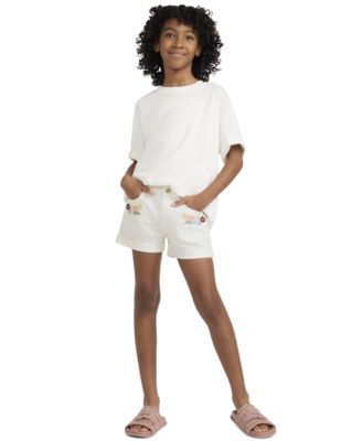 Girls' 7-16 Embroidered High-Rise Crochet Applique Shorts