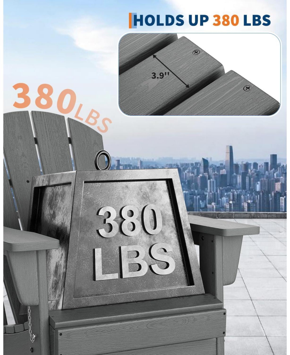 gaomon Folding Adirondack Chairs Set of 6, Hdpe Plastic Outdoor Chairs with Wood Texture, Weather Resistant for Fire Pit, Deck, Patio, Pool