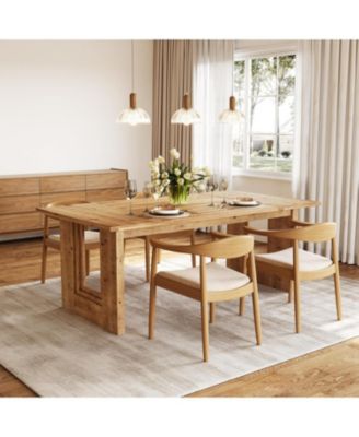 Solid Wood Dining Table for 6 People Rectangle Kitchen Table, Large Farmhouse Dinner Table for Dining Room, Living Room