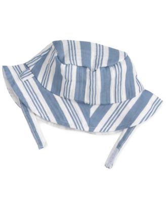 Baby Boys' Striped Gauze Sleeveless Romper and Hat, 2-Piece Set