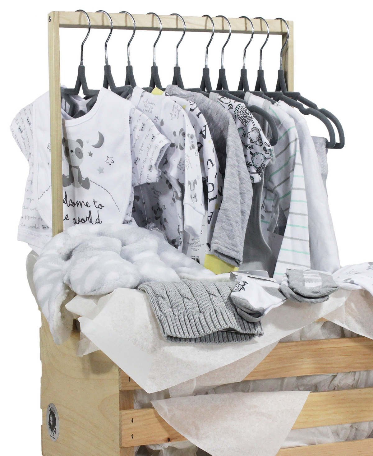 3 Stories Trading Baby Boys' 1st Year Baby Shower Gift Crate, 33-Piece Set