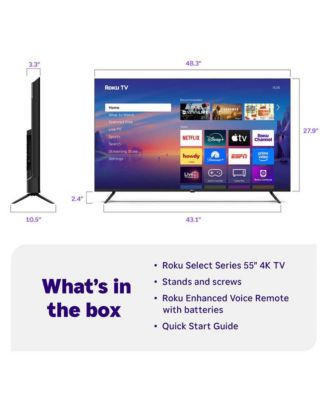 55" Select Series 4K UHD Smart TV HDR, Dolby Audio, Voice Remote, HDMI Cable, CPS 1-Year Protection Plan+Streaming kit-55R4C5KIT1