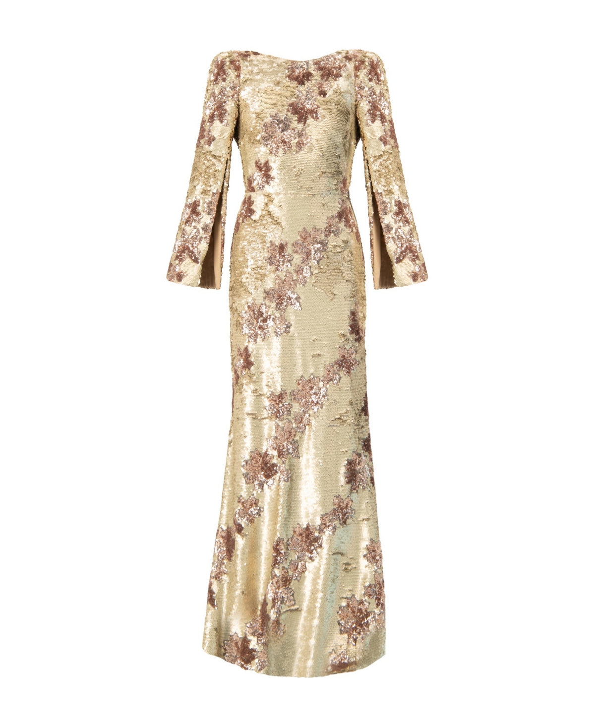 Ivonne Women's Floral Sequin Gown with Open Back