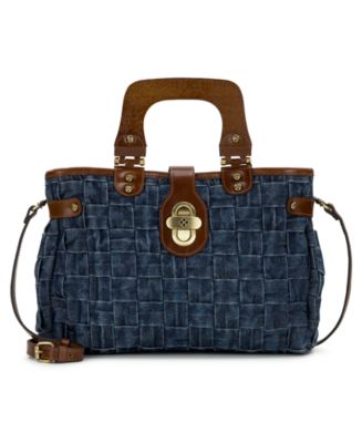 Patricia Nash Sancia Large Woven Washed Denim Satchel Bag - Macy's