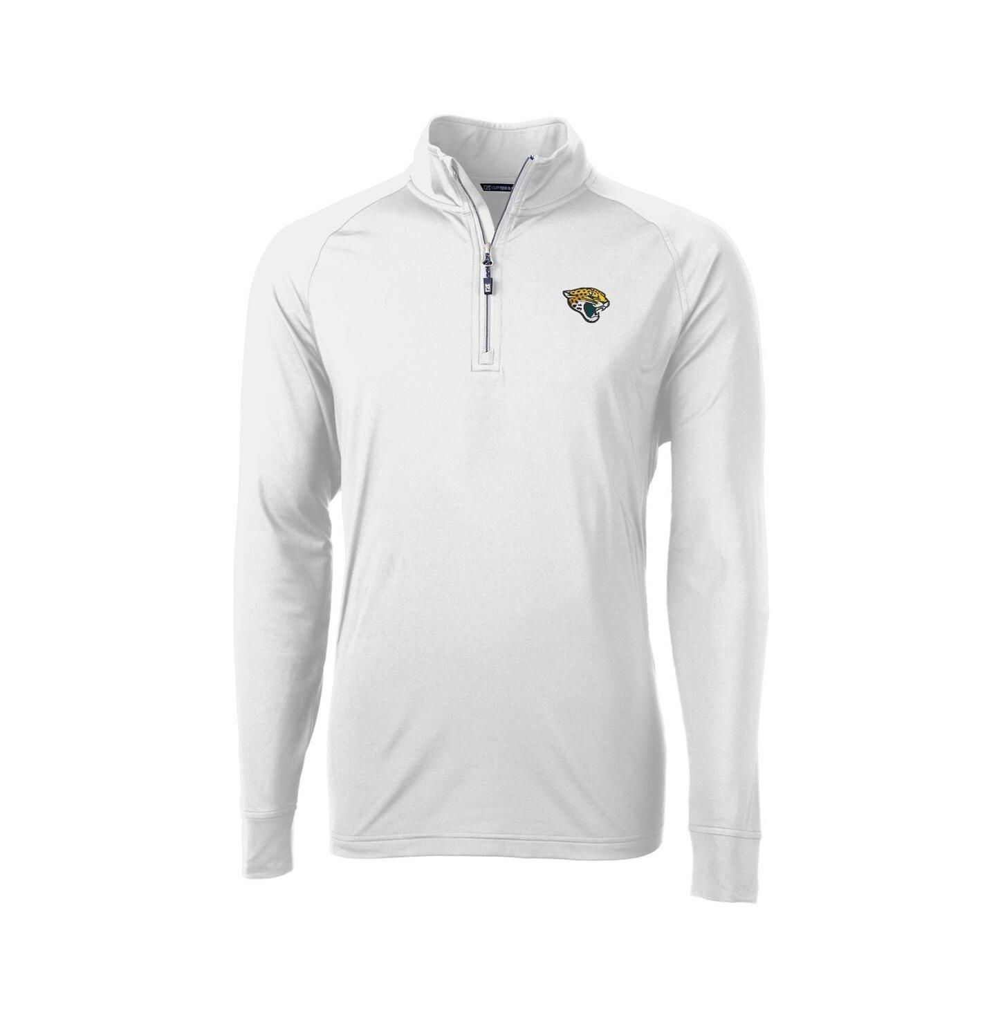 Мужская куртка Cutter & Buck White Jacksonville Jaguars Adapt Eco Knit Quarter-Zip Pullover — фото 1