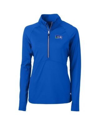 Women's Royal Seattle Seahawks Throwback Logo Adapt Eco Knit Stretch Half-Zip