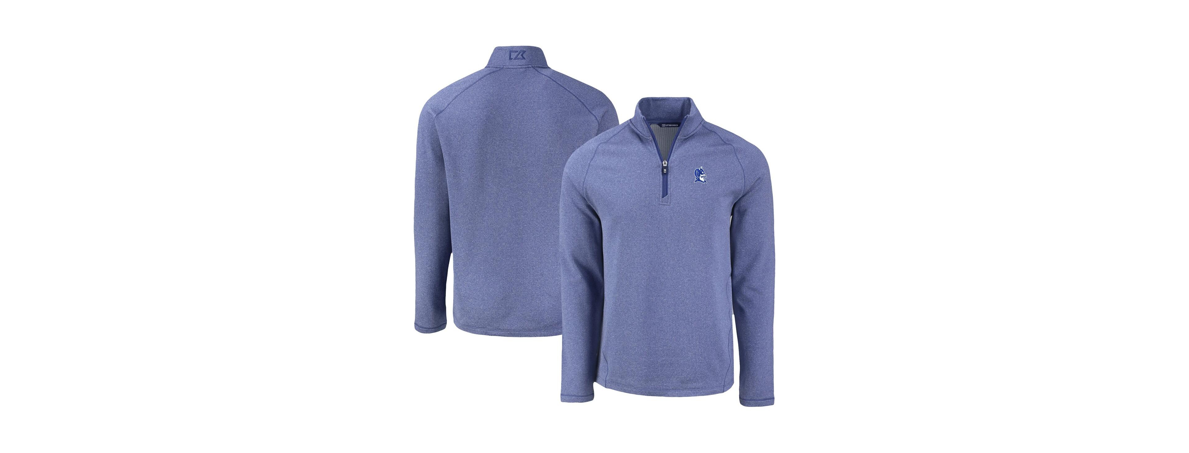 Cutter & Buck Men's Heather Blue Duke Blue Devils Peshastin Eco Fleece Quarter-Zip Sweatshirt