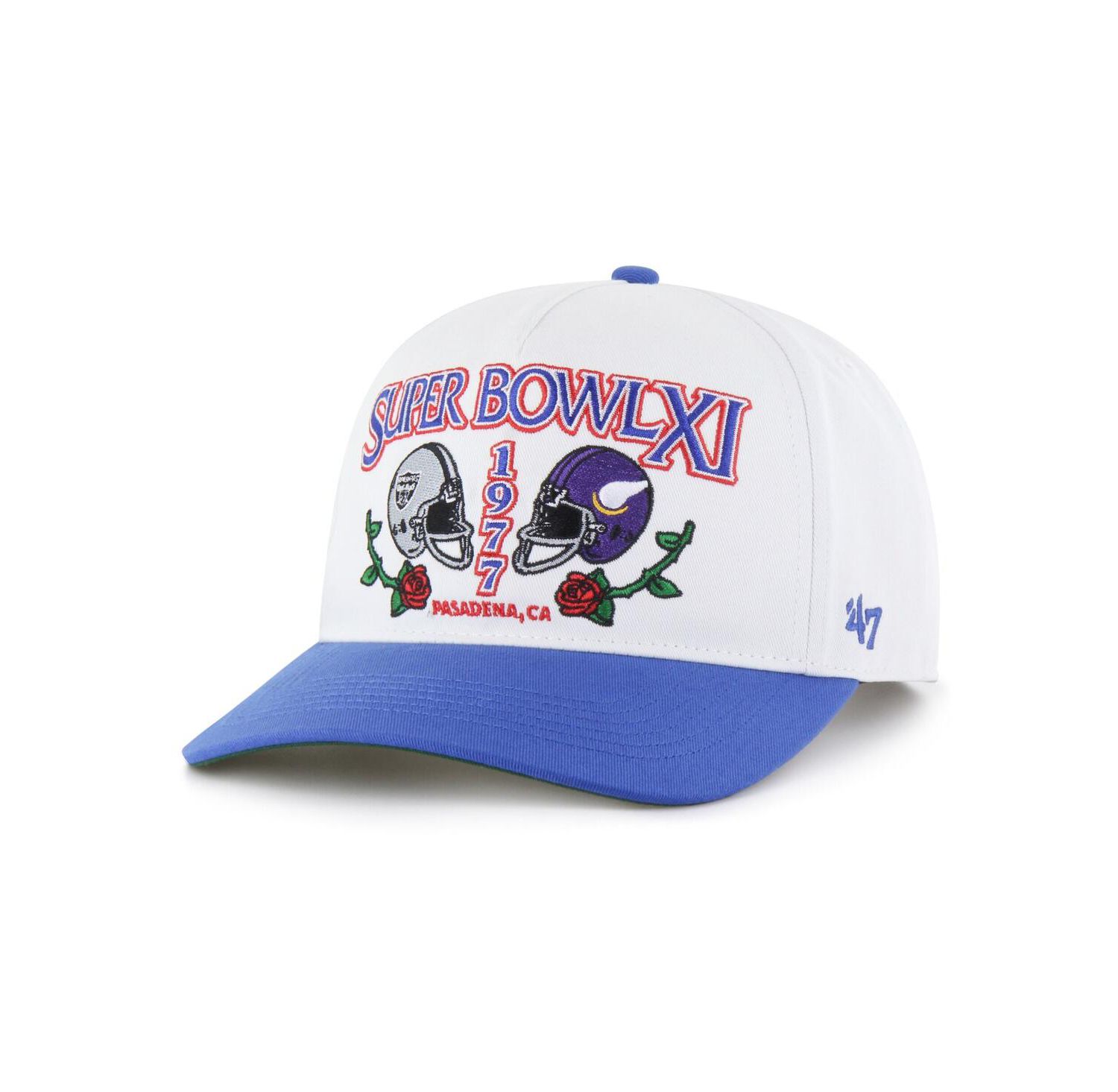 Men's White/Royal NFL Multi-Team Throwback Dueling Logos Adjustable Hitch Hat