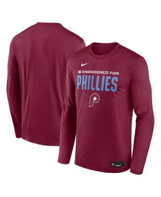 Men's Burgundy Philadelphia Phillies Authentic Collection Legend Dri-FIT Long Sleeve T-Shirt