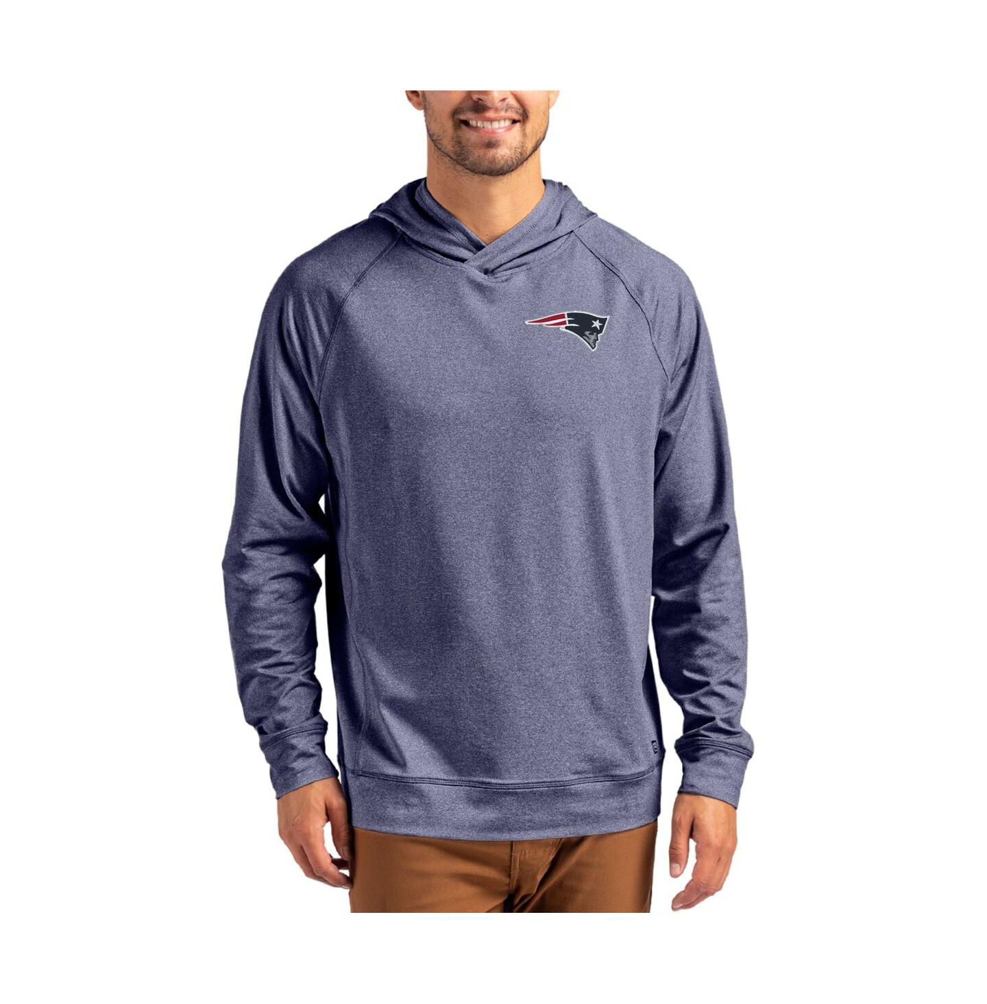 Мужское худи Cutter & Buck Heather Navy New England Patriots Adapt Knit Raglan Pullover — фото 1