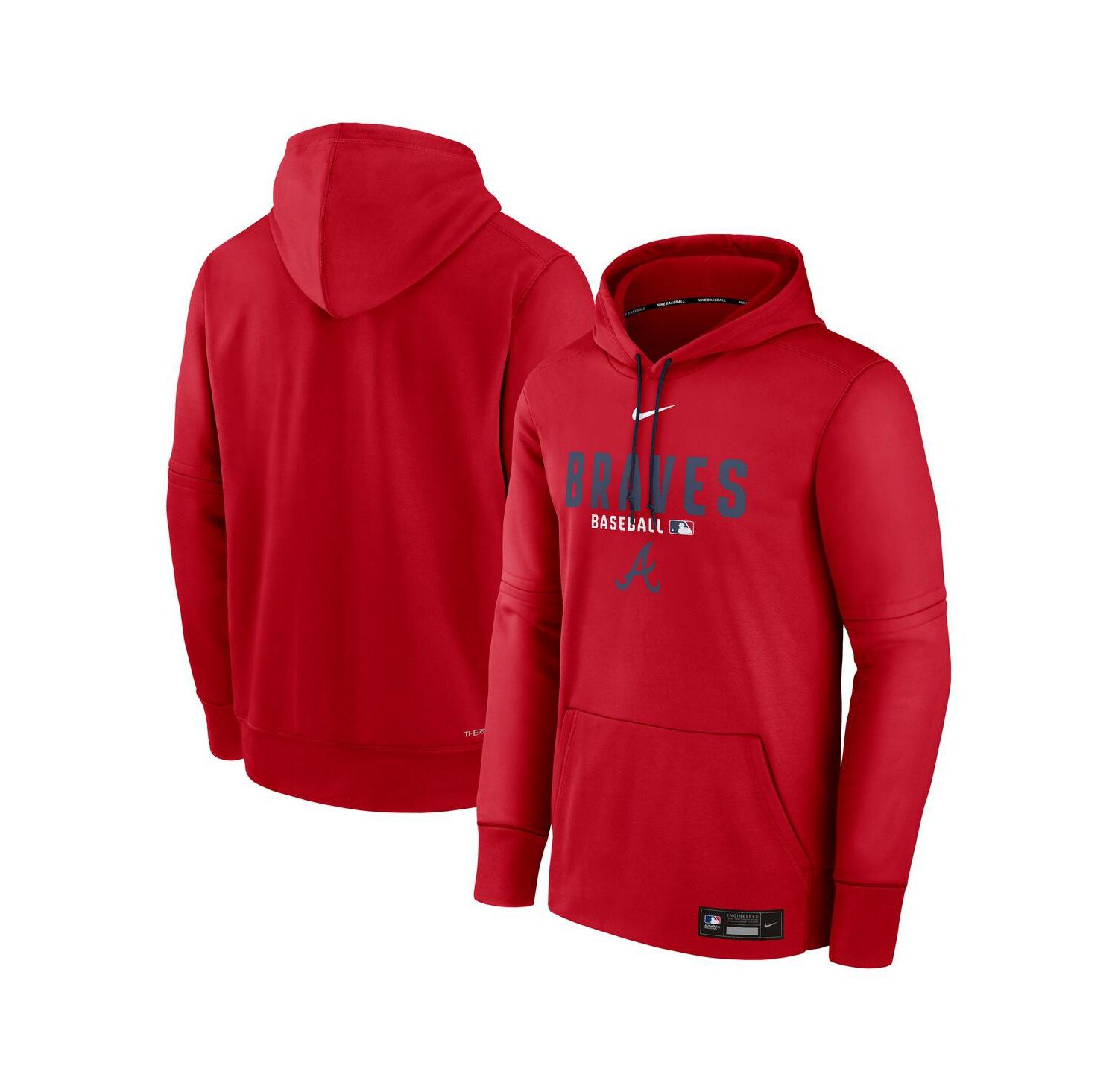 Men's Red Atlanta Braves Authentic Collection Therma-FIT Hoodie