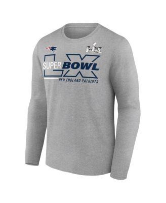 Men's Heather Gray New England Patriots Super Bowl LX Roster Long Sleeve T-Shirt