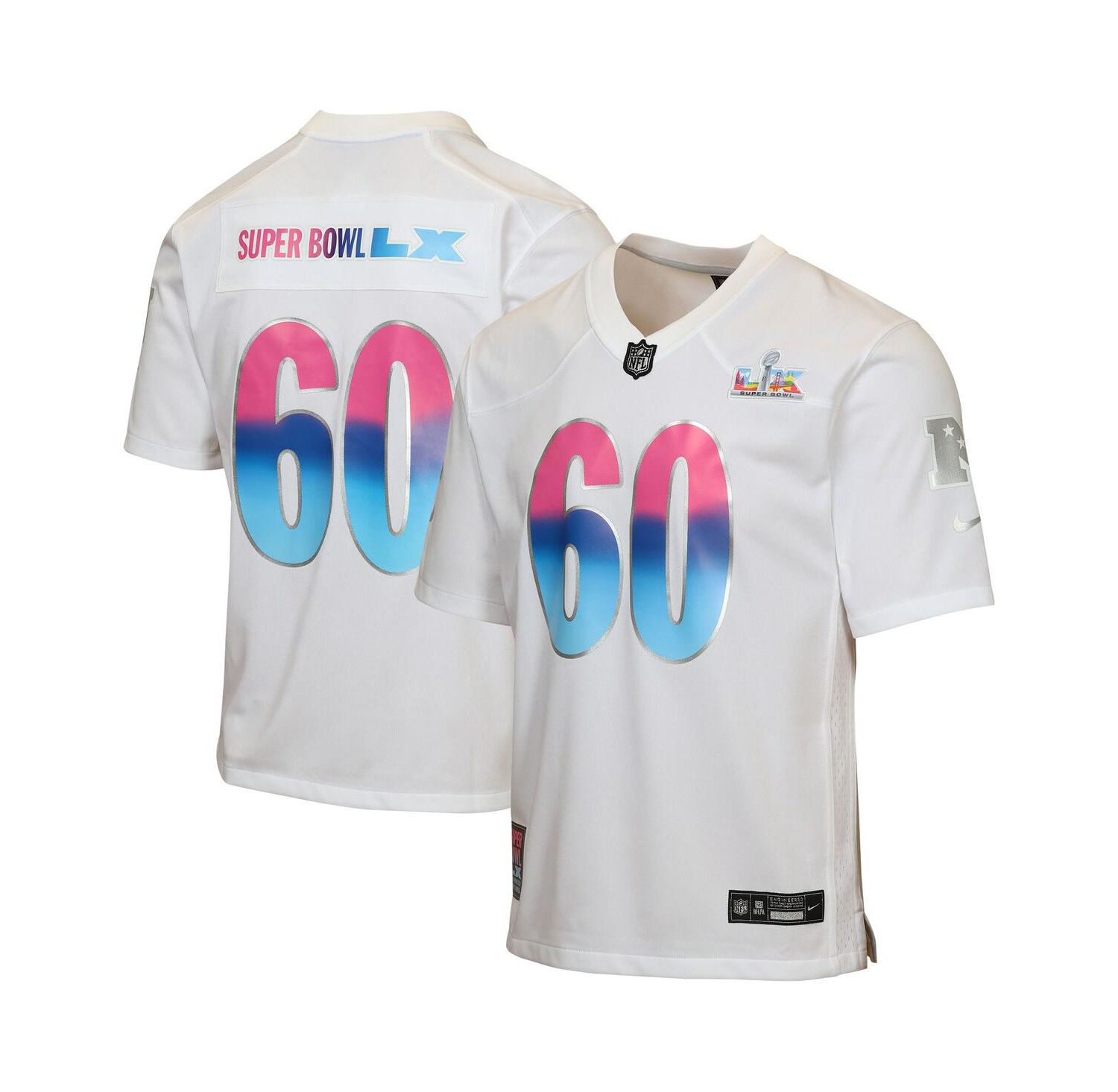 Big Boys and Girls White Super Bowl LX Game Jersey