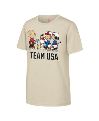 Big Boys and Girls Cream Peanuts Team Hustle T-Shirt