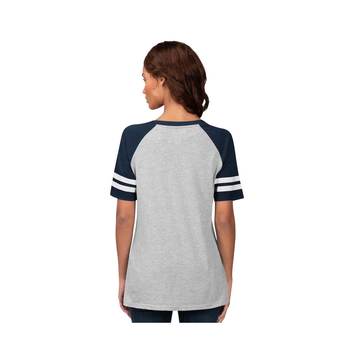 Женская футболка G-III 4Her by Carl Banks Heather Gray Seattle Mariners Goal Line Raglan V-Neck — фото 2