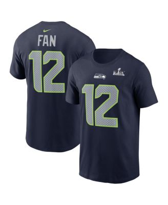 Men's 12s College Navy Seattle Seahawks Super Bowl LX Patch Name & Number T-Shirt