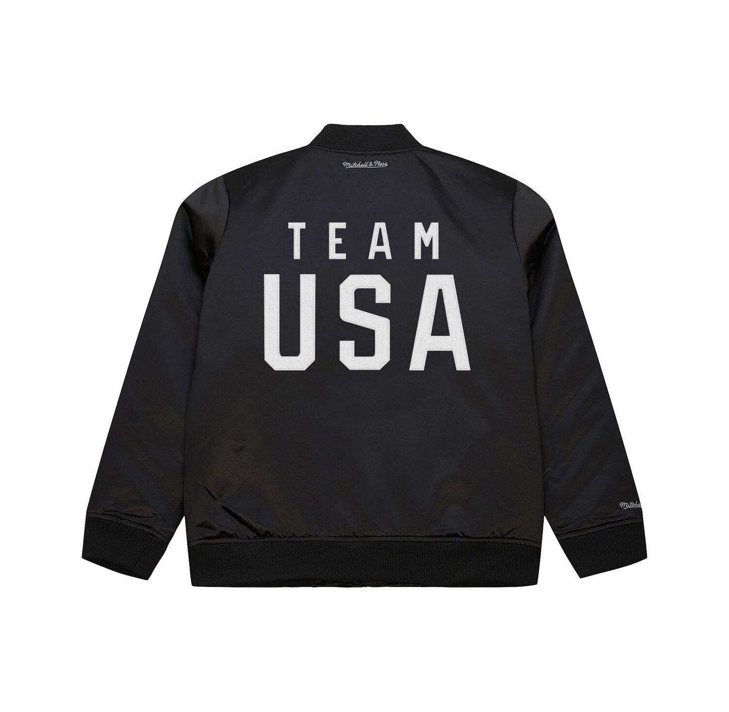Men's Black Team USA Coach Snoop Satin Full-Zip Bomber Jacket