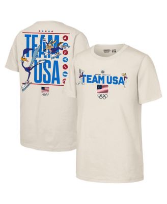 Big Boys and Girls Cream Team USA x Looney Tunes Chased T-Shirt