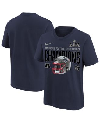 Big Boys and Girls Navy New England Patriots 2025 AFC Champions Glory Shield Helmet T-Shirt