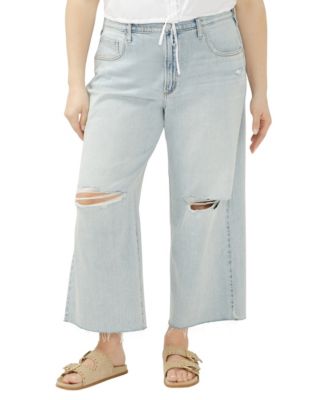Plus Size Be Easy High-Rise Wide-Leg Cropped Jeans