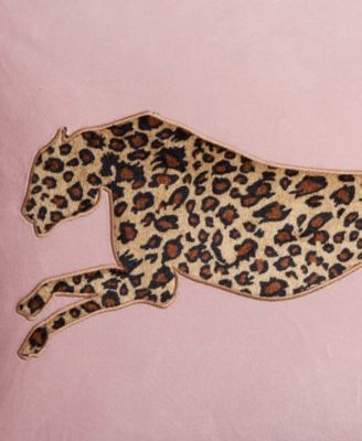 Embroidered Velvet Cheetah Decorative Pillow, 18" x 18"